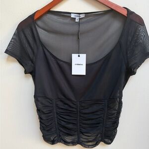 Miaou Arya Sheer Ruched Blouse